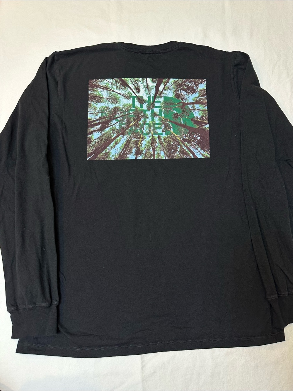 The North Face Circular Design Graphic Long Sleeve T Shirt Trees Pine Medium